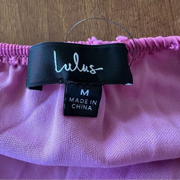 Lulus Longing And Love Pink Swiss Dot Puff Long Sleeve Mini Dress Size M NWT - Picture 8 of 9